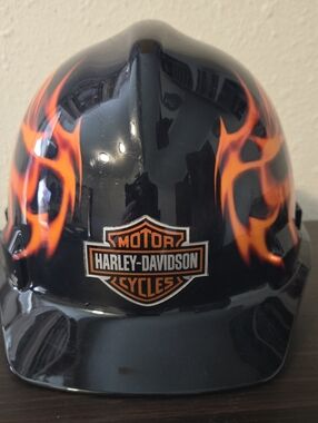 Harley-Davidson Black Hard Hat with Orange Flame Logo